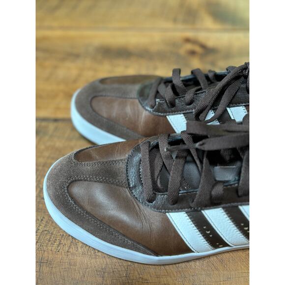 Mens Adidas Adicross V Brown Leather White Spikeless Sneakers Golf Shoes 9.5 - Picture 7 of 13